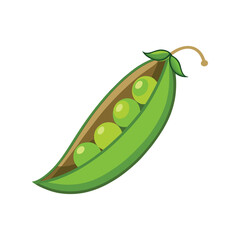 Peas vector illustration. Fresh green peas in pod, healthy organic legume vegetable, farm garden produce, food icon.

