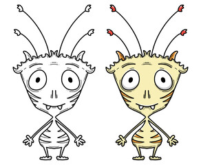 Monster Illustration, Ausmalbild, Ausmalen