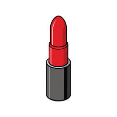 Fototapeta premium Red lipstick vector illustration. Realistic cosmetic beauty product, makeup accessory, glamour fashion item design.