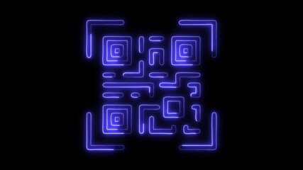 Neon Qr Code icon isolated on black background HD Video motion graphic animation