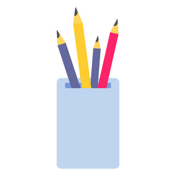 Pencil pot color colour flat