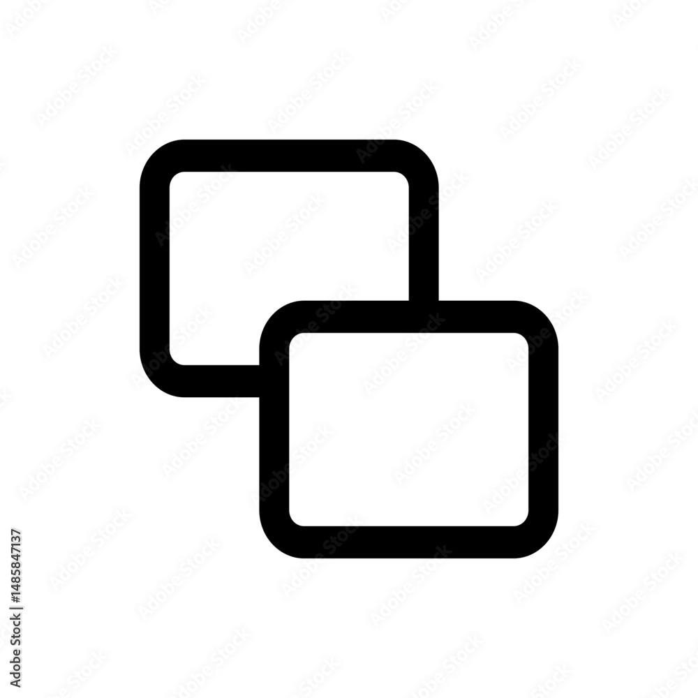 Poster overlapping rounded rectangles in black outline representing layers or windows interface element des