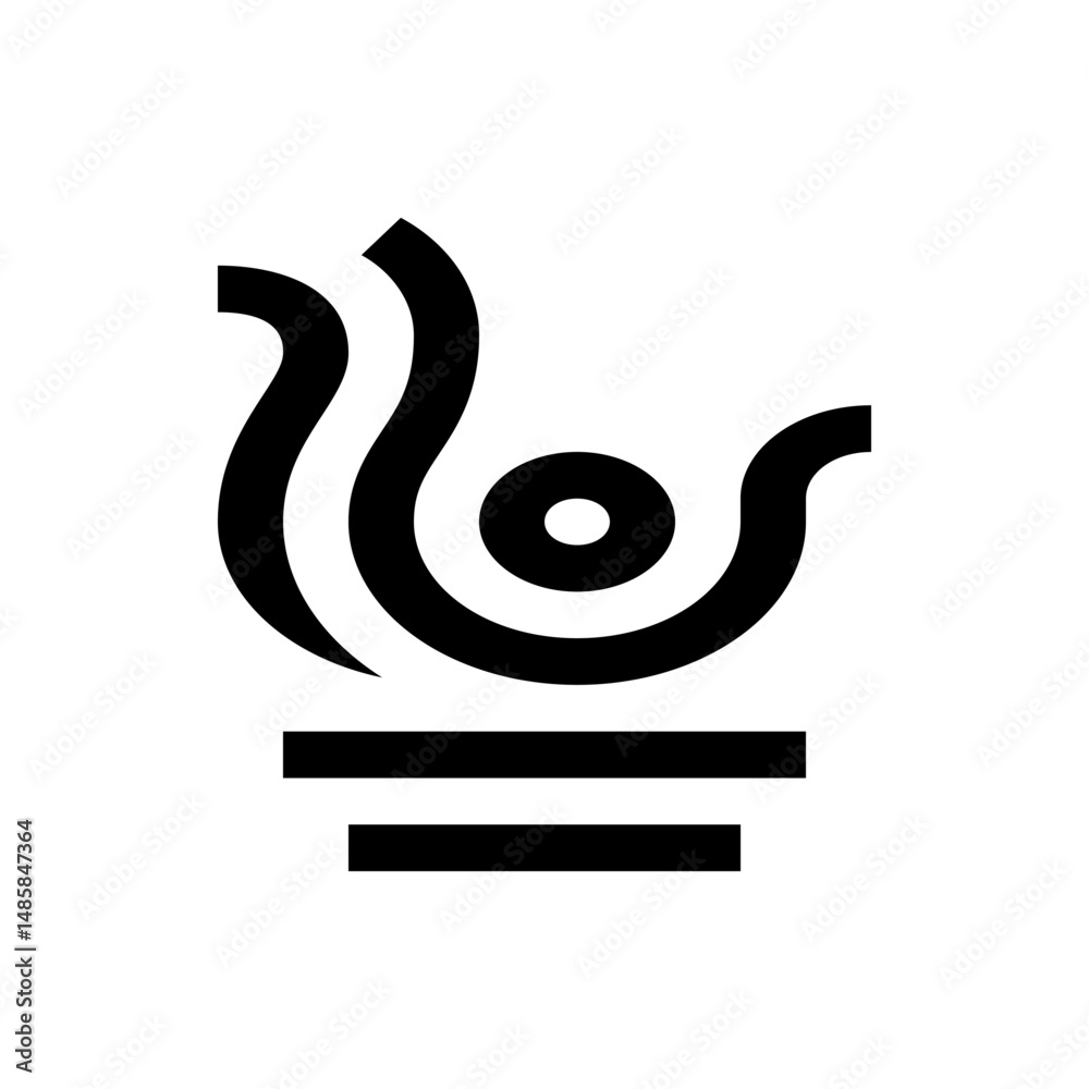 Poster abstract symbol with curved lines circle and horizontal bars representing stylized waves or a spirit