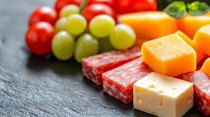 Cheese and Salami Appetizer on Black Slate