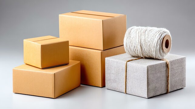 Boxes and Twine Arrangement Still Life