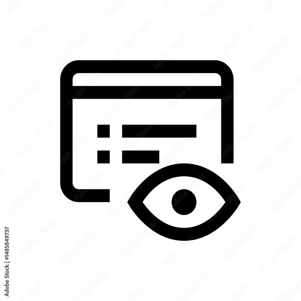 Poster document with list and eye icon representing visibility and document settings configuration options 