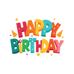 Happy Birthday typography vector illustration. Celebration greeting text, festive calligraphy design, party decoration artwork.


