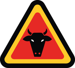 cow warning sign isolated