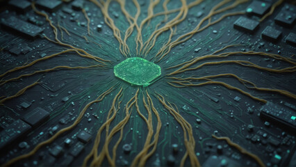 Organic circuit board with root-like connections