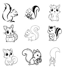 Squirrel black and white vector