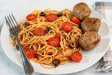 spaghetti with  italian meatballs