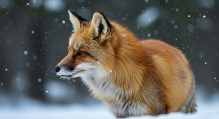 Fototapeta premium Vulpes vulpes, Wildlife, Snow, Red Fox in Winter Wonderland