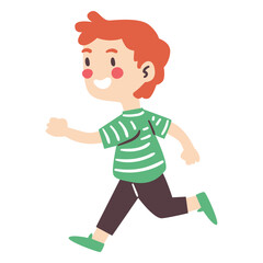 Redhead boy running character