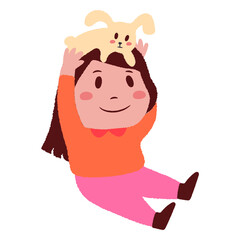 Girl and bunny flat
