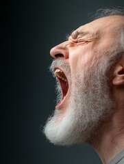 Obraz premium Close-up of angry man shouting, intense expression, isolated