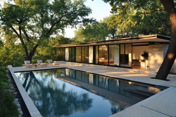 Modern House with Pool in Forest Setting