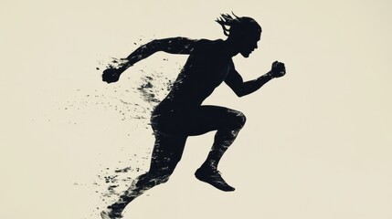 powerful running silhouette speed athlete motion energy