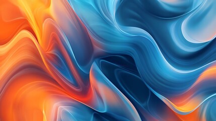 Naklejka premium Abstract wavy background in dynamic blue and orange hues, creating a captivating and fluid seamless design
