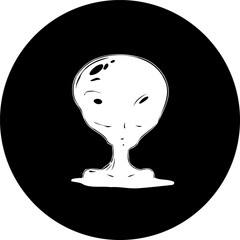 Abstract depiction of an alien face in a stark monochromatic design