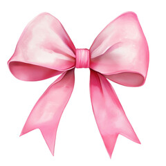 Element watercolor pink ribbon on transparent background