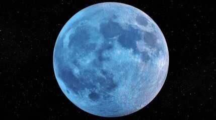 Obraz premium Majestic Blue Full Moon Illuminating the Night Sky with Stars and a Deep Cosmic Background