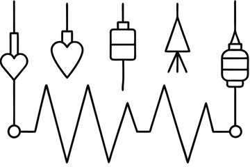 ECG Electrodes Medical Device Line Art