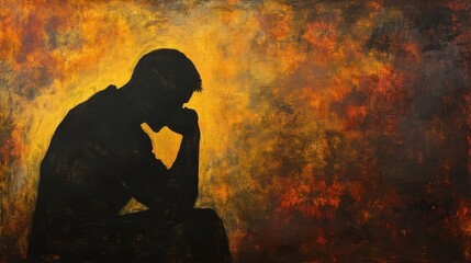 solitary figure in golden hues