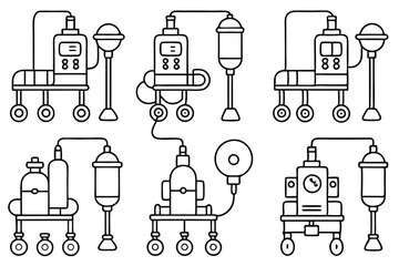 ECMO Machine Oxygenation Therapy Line Art