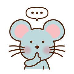 静かにのポーズをするネズミのイラスト