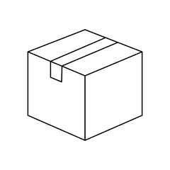 Linear icons of box. Cardboard packaging box for delivery.	