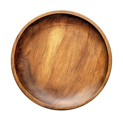 Flat Lay Photo of An Empty Wooden Plate Isolated on PNG Transparent Background

