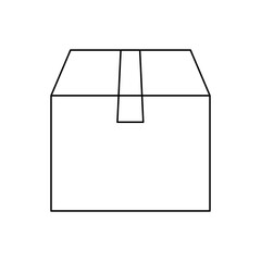 Linear icons of box. Cardboard packaging box for delivery.	