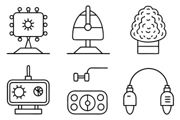 EEG Machine Electrode Line Art