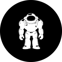 Isolated Astronaut Illustration in Black and White Circular Composition