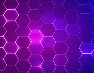 Abstract Geometric Pattern With Purple Hexagons And Neon Lights