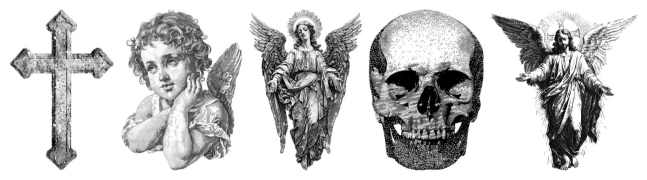 PNG Vintage grayscale illustration, transparent background