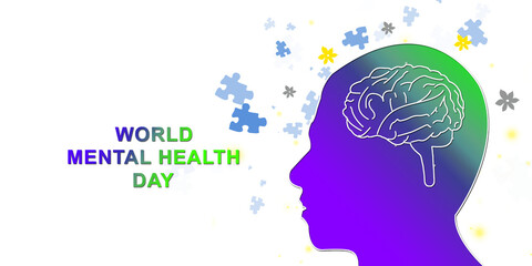 2d illustration world mental health day
