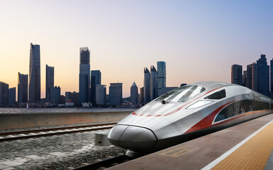 High-Speed Train in Modern Chinese City
