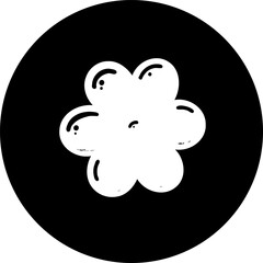 Abstract botanical form within simple black circular frame visual expression