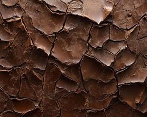 Cracked dark chocolate surface texture
