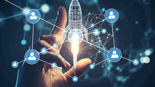 Digital Startup Concept Launching Through Human Connection and Innovation