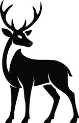 Wild deer silhouette black design, Elegant standing deer shape