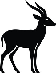 Fototapeta premium Antelope simple black silhouette, Elegant antelope animal silhouette