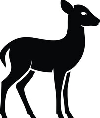 Young deer simple silhouette design, Baby deer black silhouette