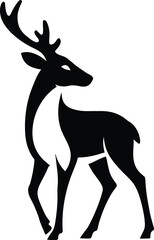 Elegant deer side silhouette, Deer standing black and white figure