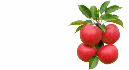 Fruit, Fruits, Green leaves, Fresh Red Apples on Branch with Leaves