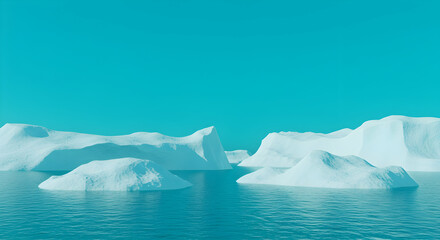 Antarctic, Glacier, Glaciers, Serene Arctic Icebergs Under a Turquoise Sky