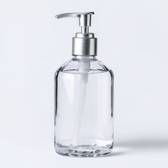 Clear Pump Bottle Hand Sanitizer Dispenser on White