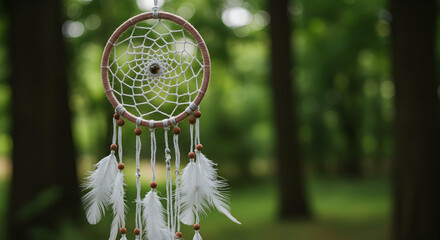 Dreamcatcher, Native american, Bohemian, Dream Catcher Hanging in a Forest