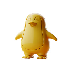 A charming golden penguin figurine a symbol of playfulness and joy on transparent background
